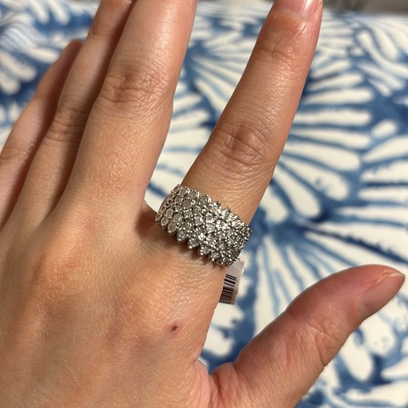 Effy Silver Multi-Row Diamond Ring Sz7 - Picture 11 of 15